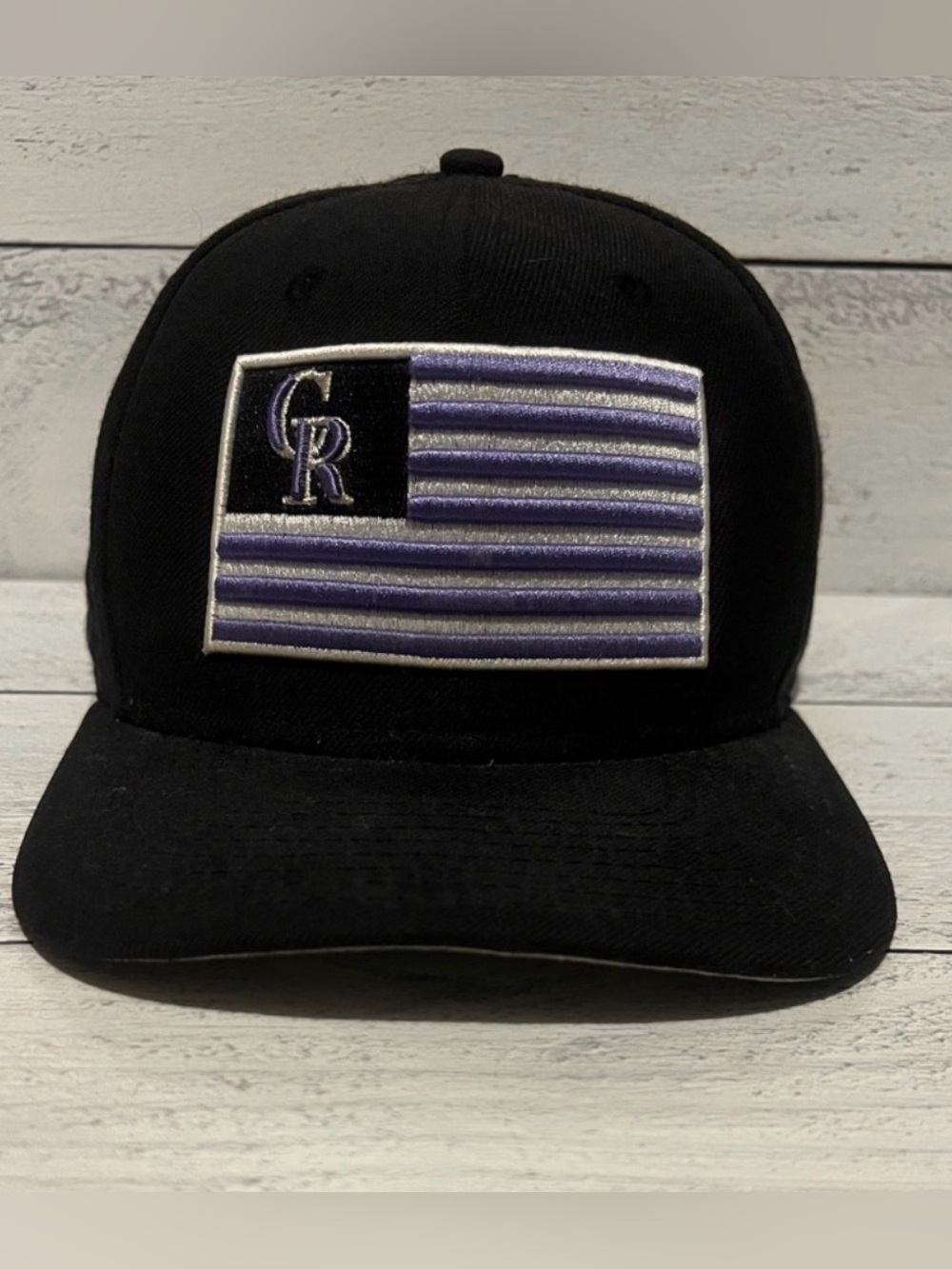 Black Colorado Rockies Flag Patch Snapback Hat